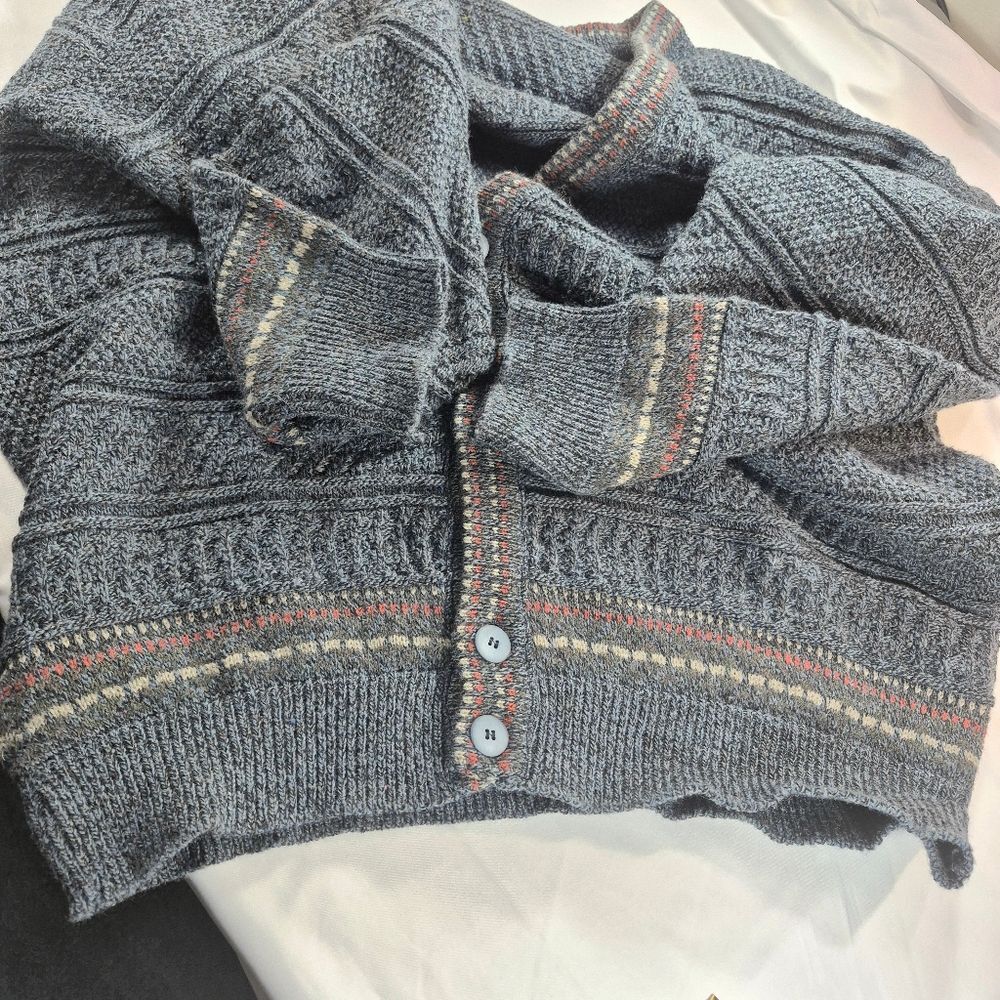 Vintage 90s Cambio Italia Men 2X Wool Blend V-Neck Cardigan Sweater Grandpa Core - Picture 9 of 11